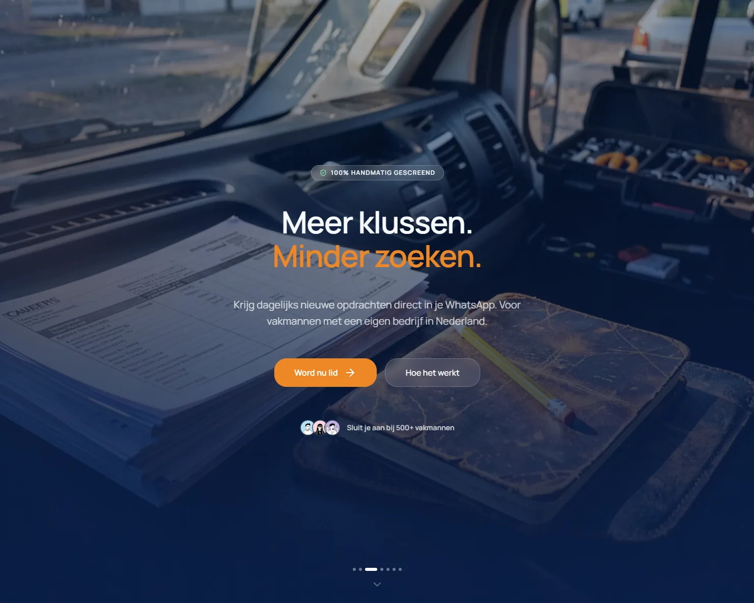 Screenshot van de website van BouwConnect